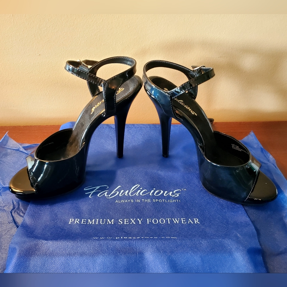 Fabulicious Black Patent Peeptoe Heels